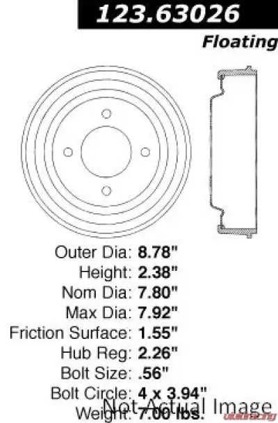 Centric C-Tek Standard Brake Drum 123.63026 - 123.63026