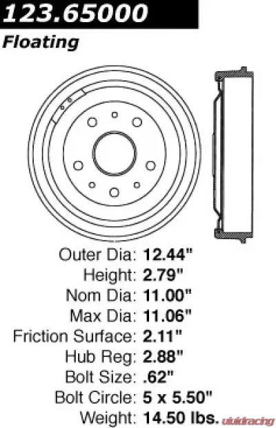 Centric C-Tek Standard Brake Drum 123.65000 - 123.65000