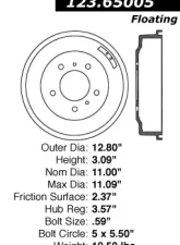 Centric C-Tek Standard Brake Drum 123.65005                                     - 123.65005 - Image 5