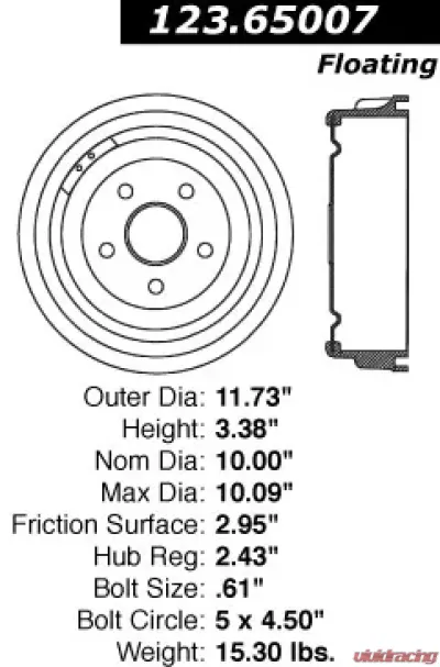 Centric C-Tek Standard Brake Drum 123.65007 - 123.65007