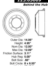 Centric C-Tek Standard Brake Drum 123.65009                                     - 123.65009 - Image 5