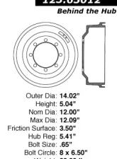 Centric C-Tek Standard Brake Drum 123.65012                                     - 123.65012 - Image 5