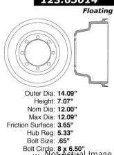 Centric C-Tek Standard Brake Drum 123.65014                                     - 123.65014 - Image 5