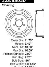 Centric C-Tek Standard Brake Drum 123.65020                                     - 123.65020 - Image 5