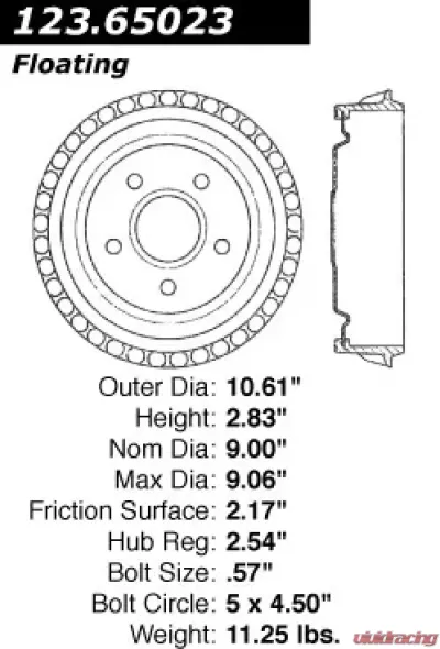 Centric C-Tek Standard Brake Drum 123.65023 - 123.65023