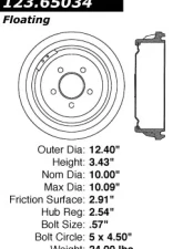Centric C-Tek Standard Brake Drum 123.65034                                     - 123.65034 - Image 5