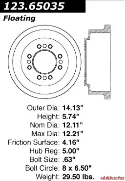 Centric C-Tek Standard Brake Drum 123.65035 - 123.65035