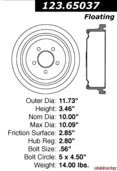 Centric C-Tek Standard Brake Drum 123.65037 - 123.65037