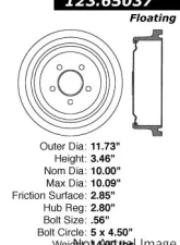Centric C-Tek Standard Brake Drum 123.65037                                     - 123.65037 - Image 5
