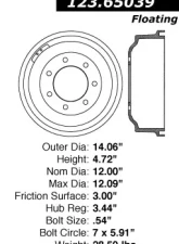 Centric C-Tek Standard Brake Drum 123.65039                                     - 123.65039 - Image 5