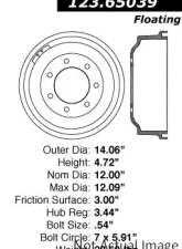 Centric C-Tek Standard Brake Drum 123.65039                                     - 123.65039 - Image 5