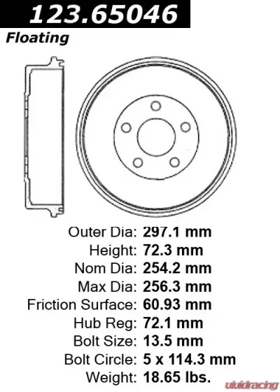 Centric C-Tek Standard Brake Drum 123.65046 - 123.65046
