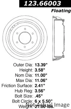Centric C-Tek Standard Brake Drum 123.66003 - 123.66003