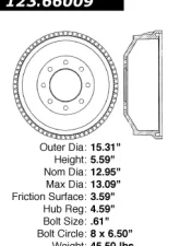 Centric C-Tek Standard Brake Drum 123.66009                                     - 123.66009 - Image 5