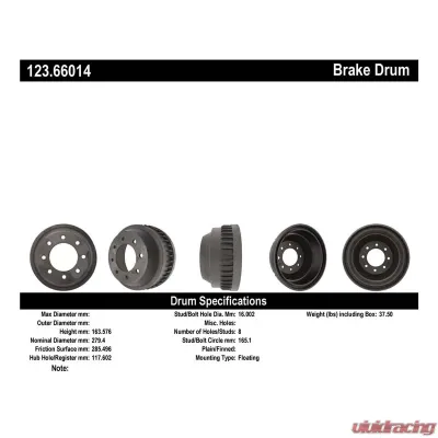 Centric C-Tek Standard Brake Drum 123.66014 - 123.66014