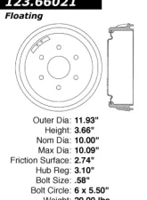 Centric C-Tek Standard Brake Drum 123.66021                                     - 123.66021 - Image 5