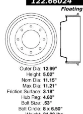 Centric C-Tek Standard Brake Drum 123.66024                                     - 123.66024 - Image 2