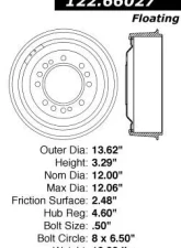 Centric C-Tek Standard Brake Drum 123.66027                                     - 123.66027 - Image 5