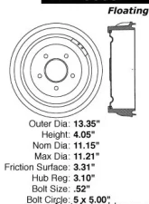 Centric C-Tek Standard Brake Drum 123.66032                                     - 123.66032 - Image 5