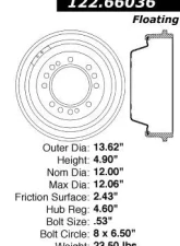 Centric C-Tek Standard Brake Drum 123.66036                                     - 123.66036 - Image 2
