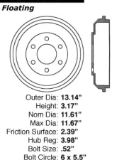 Centric C-Tek Standard Brake Drum 123.66043                                     - 123.66043 - Image 5