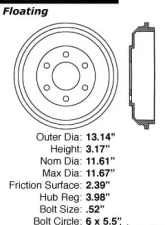 Centric C-Tek Standard Brake Drum 123.66043                                     - 123.66043 - Image 5