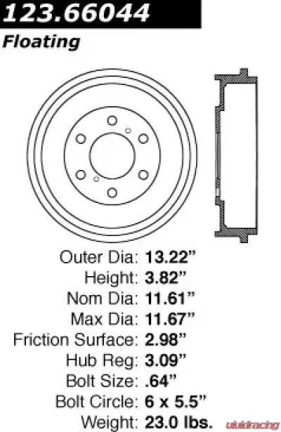 Centric C-Tek Standard Brake Drum 123.66044 - 123.66044
