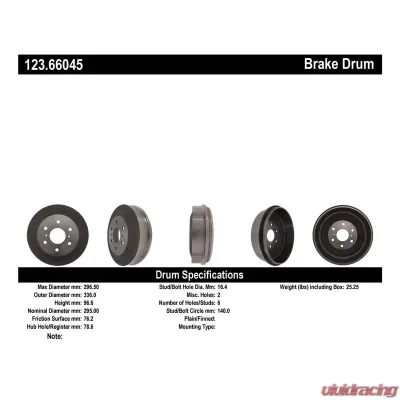 Centric C-Tek Standard Brake Drum 123.66045 - 123.66045
