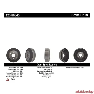 Centric C-Tek Standard Brake Drum 123.66045 - 123.66045