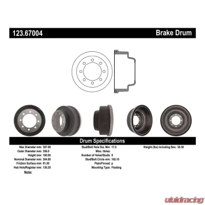 Centric C-Tek Standard Brake Drum 123.67004 - 123.67004
