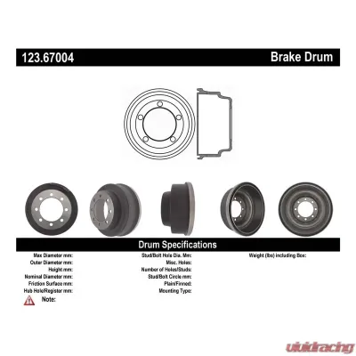 Centric C-Tek Standard Brake Drum 123.67004 - 123.67004