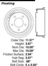 Centric C-Tek Standard Brake Drum 123.67005                                     - 123.67005 - Image 5