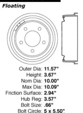 Centric C-Tek Standard Brake Drum 123.67005                                     - 123.67005 - Image 5