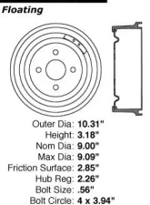 Centric C-Tek Standard Brake Drum 123.67006                                     - 123.67006 - Image 2