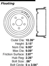 Centric C-Tek Standard Brake Drum 123.67008                                     - 123.67008 - Image 5