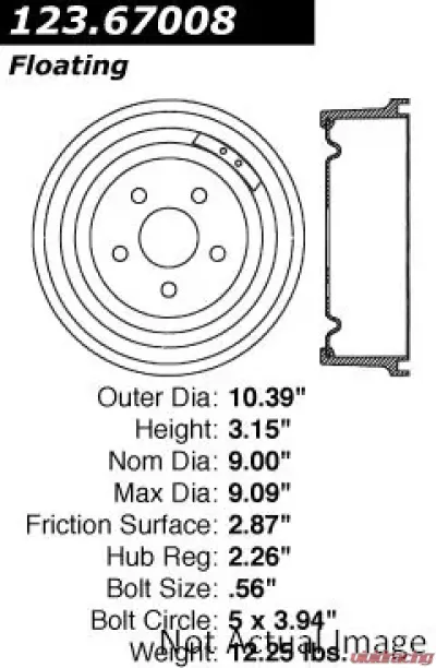 Centric C-Tek Standard Brake Drum 123.67008 - 123.67008