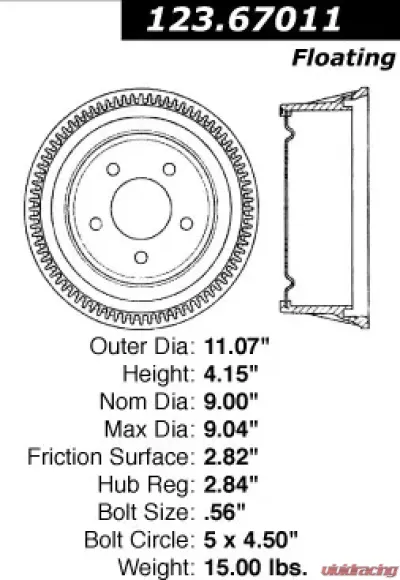 Centric C-Tek Standard Brake Drum 123.67011 - 123.67011