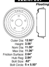 Centric C-Tek Standard Brake Drum 123.67017                                     - 123.67017 - Image 2