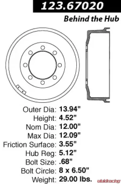 Centric C-Tek Standard Brake Drum 123.67020 - 123.67020
