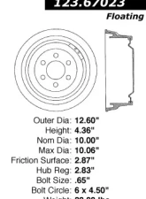 Centric C-Tek Standard Brake Drum 123.67023                                     - 123.67023 - Image 5