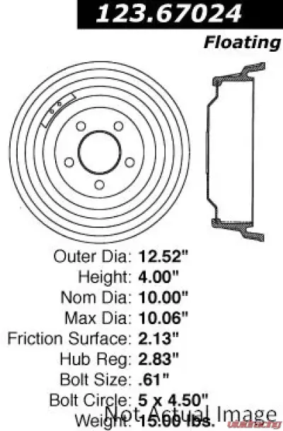 Centric C-Tek Standard Brake Drum 123.67024 - 123.67024