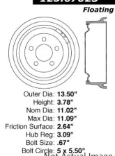 Centric C-Tek Standard Brake Drum 123.67025                                     - 123.67025 - Image 5
