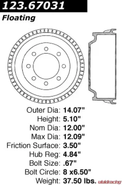 Centric C-Tek Standard Brake Drum 123.67031 - 123.67031