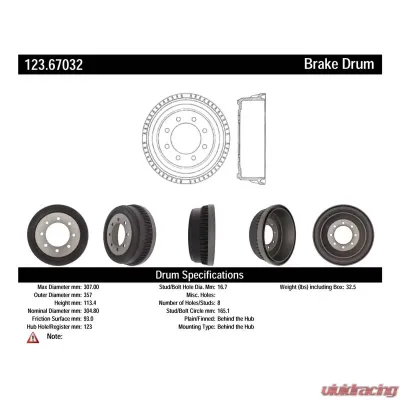 Centric C-Tek Standard Brake Drum 123.67032 - 123.67032