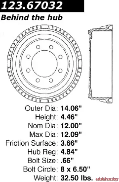 Centric C-Tek Standard Brake Drum 123.67032 - 123.67032