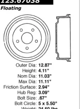 Centric C-Tek Standard Brake Drum 123.67038                                     - 123.67038 - Image 5