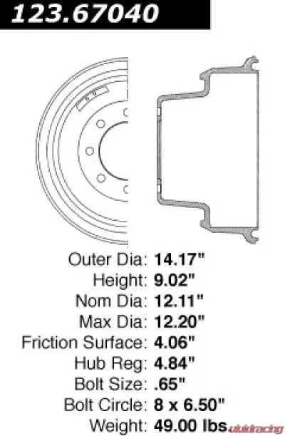 Centric C-Tek Standard Brake Drum 123.67040 - 123.67040