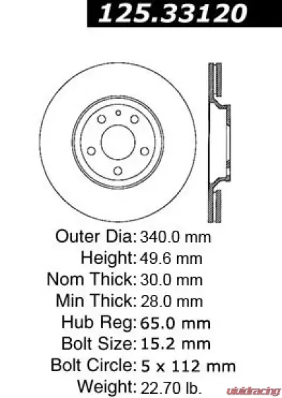 Centric Premium High Carbon Alloy Brake Rotor 125.33120 - 125.33120