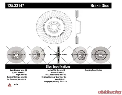 Centric Premium High Carbon Alloy Brake Rotor 125.33147 - 125.33147