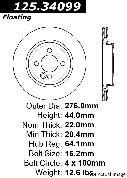 Centric Premium High Carbon Alloy Brake Rotor 125.34099 - 125.34099